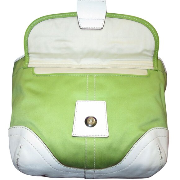 Coach 2006 Vintage Y2K Green & White Soho Twill & Leather Mini Tote - Picture 6 of 14